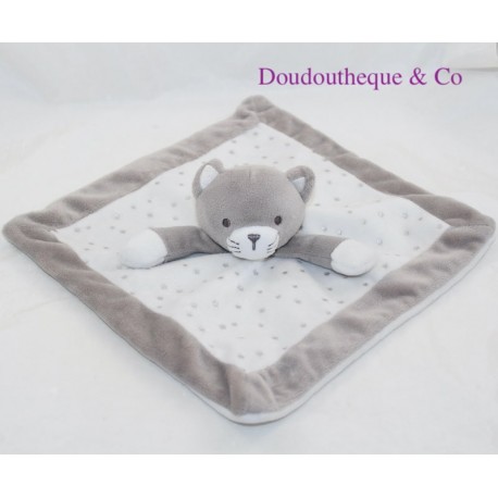 Doudou flache Katze OBAIBI graue weiße Sterne Doudou flache Katze OBAIBI graue weiße Sterne