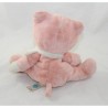 Doudou Katze TEX BABY Lachs rosa orange Carrefour 20 cm