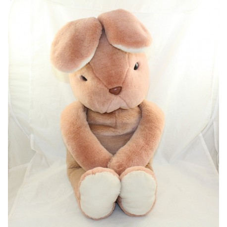 Large plush vintage rabbit old pink brown plastic eyes 60 cm