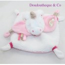 Cuddly flat unicorn BABY NAT' white pink rainbow