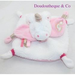 Cuddly flat unicorn BABY NAT' white pink rainbow