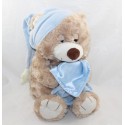 Plush bear TOYS'R'US beige hat and sleeping blue blanket 37 cm