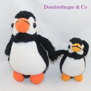 Mamá pingüino de peluche y su pingüino bebé 17 cm