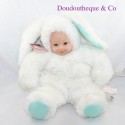 Baby doll conejo ANNE GEDDES blanco verde ojos azules