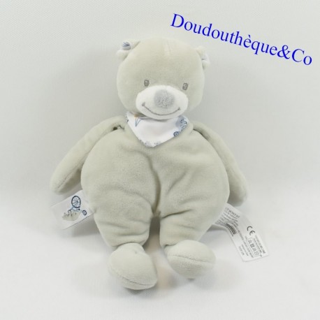 Semi flat teddy bear BOUT'CHOU MONOPRIX gray 25 cm