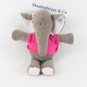 Peluche éléphant PERICLES t-shirt rose fille 22 cm
