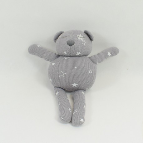 Doudou bear VERTBAUDET gray white stars 16 cm