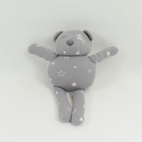 Doudou Bär VERTBAUDET grauweiße Sterne 16 cm