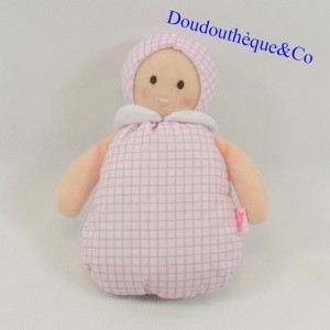Doudou bambola straccio JACADI Josephine piastrelle rosa 15 cm