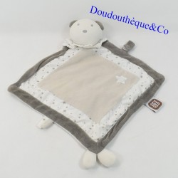 Blanket flat bear THREE KILOS SEVEN rattle taupe and white 36 cm