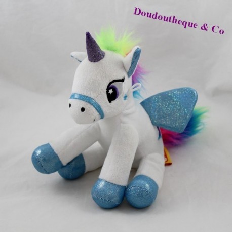 Plüschiges Einhorn FIZZY Rainbow weiß blau 21 cm Plüschiges Einhorn FIZZY Rainbow weiß blau 21 cm