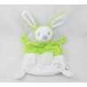 Doudou conejo plano Grano de trigo verde blanco bolsillo estrella rectángulo 24 cm