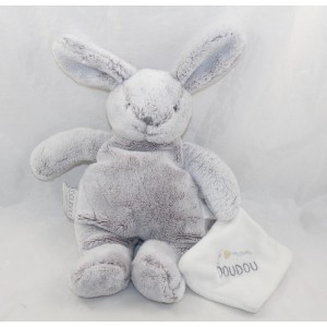 Doudou lapin DOUDOU ET COMPAGNIE mouchoir J'aime mon doudou 30 cm