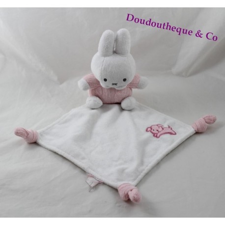 Doudou Kaninchen flache weiße rose Miffy stricken Hund 40 cm