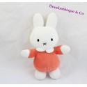 Peluche lapin Miffy grelot blanc tenue orange 25 cm