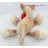 Plush horse NICOTOY brown red heart
