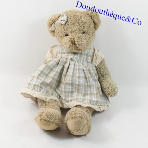 Teddy bear LOUISE MANSEN dress tiles and peas taupe 40 cm