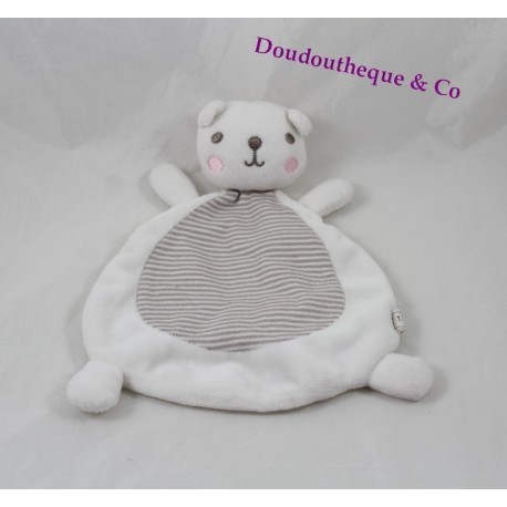 Bear flat Doudou H & M white belly scratched beige 22 cm