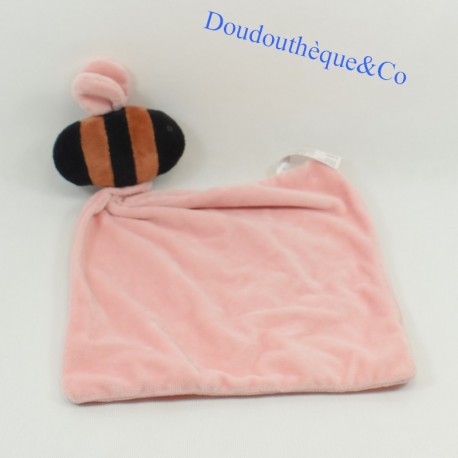 Doudou Biene ZEEMAN schwarzes Taschentuch rosa Glocke 35 cm Doudou Biene ZEEMAN schwarzes Taschentuch rosa Glocke 35 cm