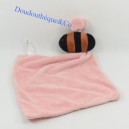 Doudou bee ZEEMAN black handkerchief pink bell 35 cm