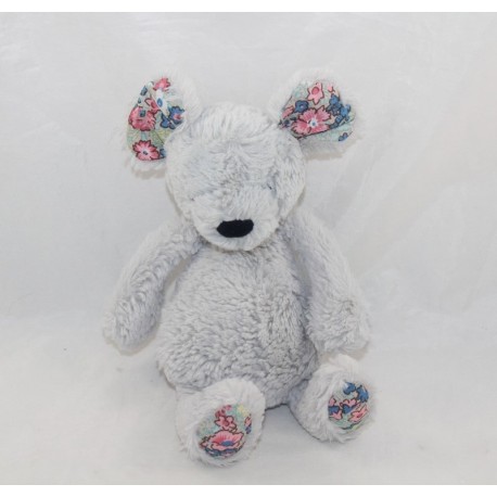 Plush mouse JELLYCAT Blossom Bashfuls gray floral fabrics 20 cm