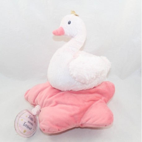 Musical plush swan TEX BABY pink gold Little Precious Treasure Carrefour 23 cm
