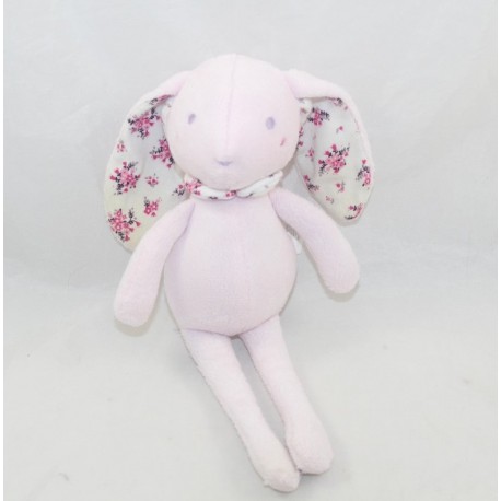 Doudou coniglio GRAIN DE BLE tessuti floreali viola rosa 24 cm