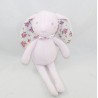 Conejo Doudou GRAIN DE BLE tejidos florales rosa púrpura 24 cm