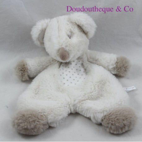 Doudou plat souris SUCRE D'ORGE beige étoiles