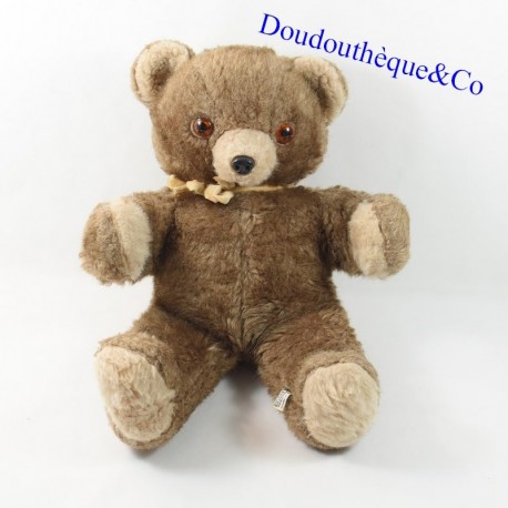 Teddy bear AJENA brown Sitting beige knot 40 cm