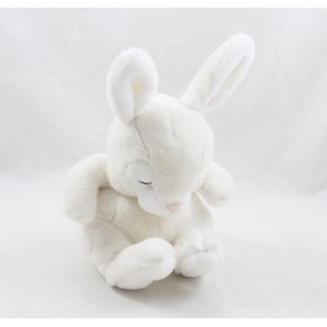 Doudou lapin H&M dormeur blanc visage dormeur brodé 13 cm