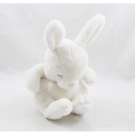 Conejo Doudou H&M durmiente cara blanca bordado 13 cm