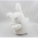Doudou lapin H&M dormeur blanc visage brodé 13 cm
