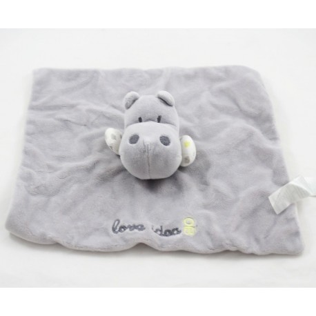 Doudou flaches Nilpferd OBAIBI " Love Idea " grau 26 cm