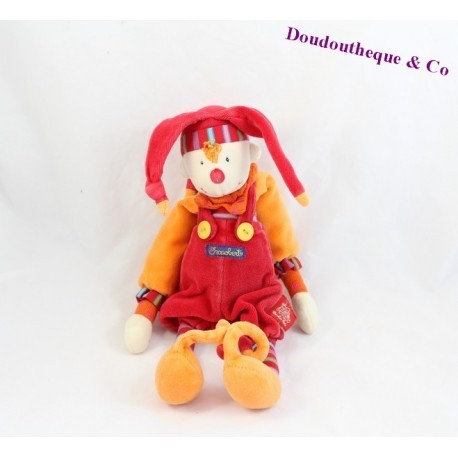 Doudou Capucin clown MOULIN ROTY Dragobert rosso arancio 32 cm