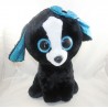 Grande peluche cane TY nero e blu grandi occhi lucido nodo blu glitterato 44 cm