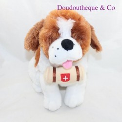 Plush dog Saint Bernard SANDY brown white rescue barrel