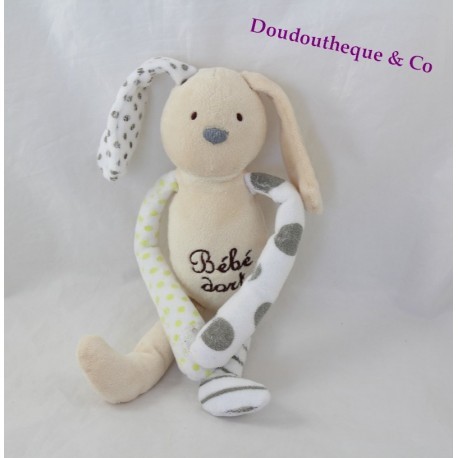 Doudou Kaninchen VERTBAUDET Baby schläft beige grau gelb 26 cm