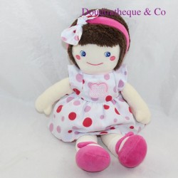 Plush doll QUE DU BONHEUR brown polka dot dress