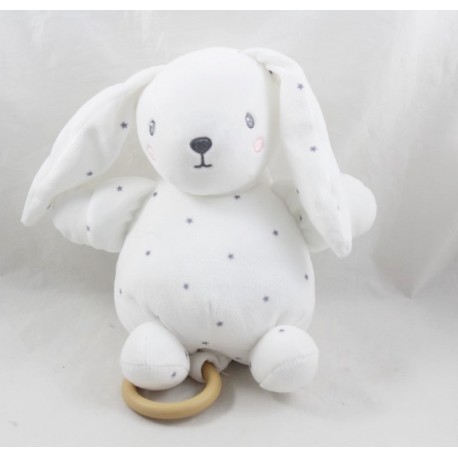 Conejo de peluche musical SIMBA TOYS KIABI blanco gris estrellas 20 cm