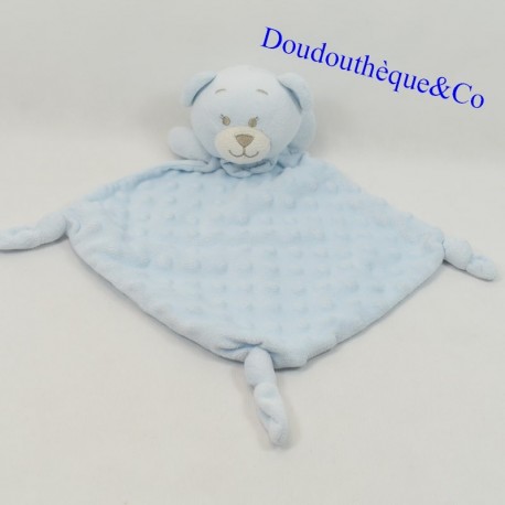 Doudou flat diamond blue bear and knots pea relief 40 cm