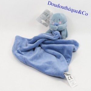 Doudou flacher Oktopus BEBE DOUCEUR blaues Taschentuch 48 cm