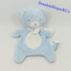 Coperta orso piatto TEX BABY blu sciarpa bianca bianca 27 cm