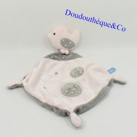 Doudou flacher Vogel SIMPLY / CASINO grau und weiß 37 cm Doudou flacher Vogel SIMPLY / CASINO grau und weiß 37 cm