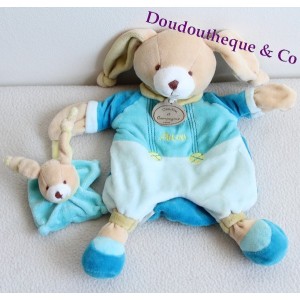 Doudou Puppe PInou das Kaninchen DOUDOU UND COMPANY und sein blaues Baby 25 cm