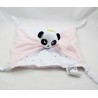 Coperta panda piatto Baby 9 rosa bianco pisello corona nera 4 angoli annodati 26 cm