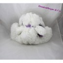 Peluche lapin ENESCO blanc violet echarpe 23 cm