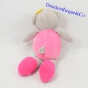 Teddybär CMP rosa und weiß Stern und Krone Rassel 27 cm