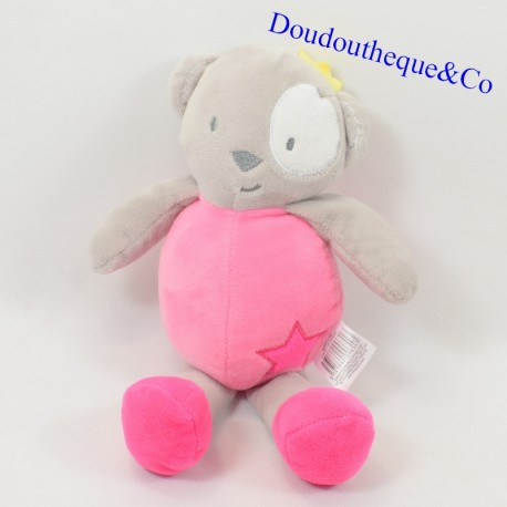 Teddybär CMP rosa und weiß Stern und Krone Rassel 27 cm