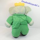 Plush elephant Babar parachute canvas vintage green 55 cm